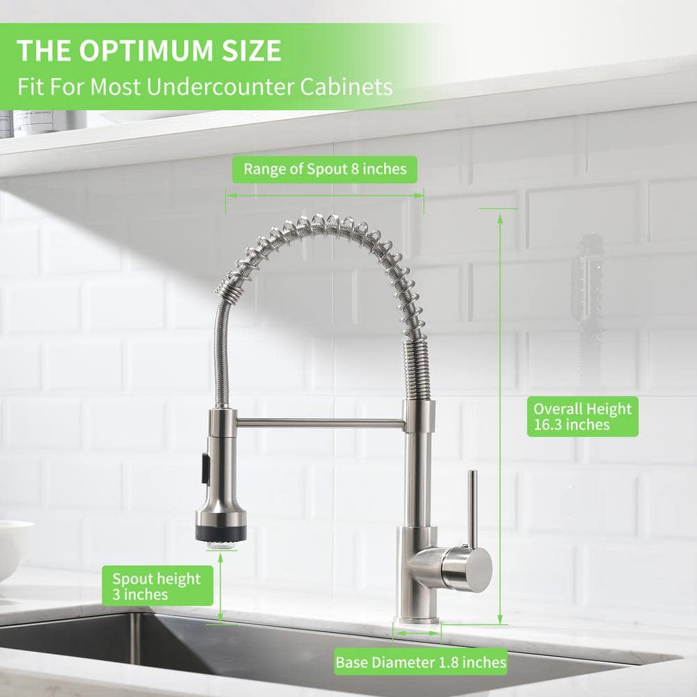 Brushed Nickel Pull-Down Kitchen Faucet with LED Light
