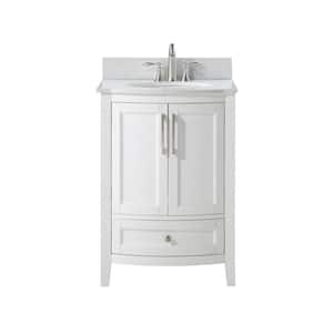 Harper 24 in. W x 22 in. D x 34 in. H Bath Vanity in White with Carrara Cultured Marble Top with White Basin