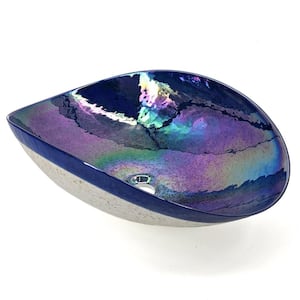 Murano 19 in. Glass Art Vessel Seashell Decorative Pattern Bathroom Sink in Celestial Blue
