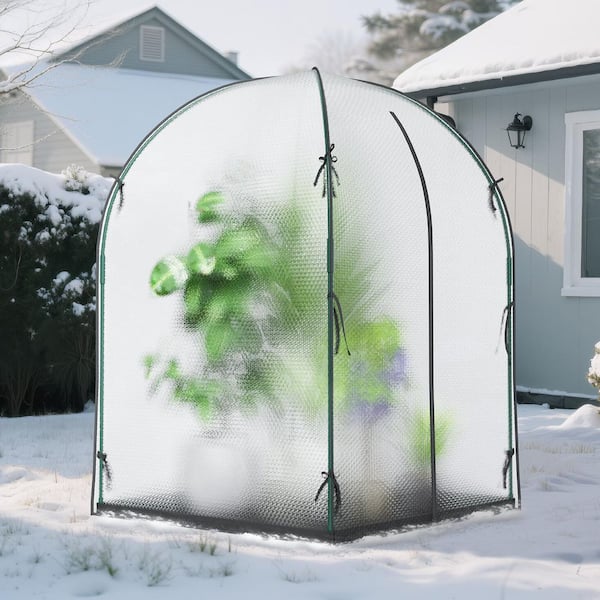 Portable Greenhouse for Outdoor 4 ft. x 4 ft. x 6 ft. White Greenhouse Tent with Bubble Film Cover and Zippered Door