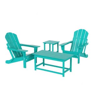 Jay Turquoise 4-Pieces Outdoor Poly Adirondack Conversation Lounge Set