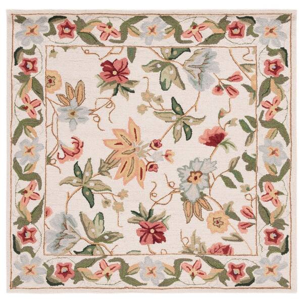 Chelsea 8 ft. x 8 ft. Square Ivory Gradient Border Floral Area Rug