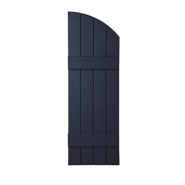 Ply Gem 15 in. x 41 in. Polypropylene Plastic 4-Board Closed Arch Top Board and Batten Shutters Pair in Dark Navy