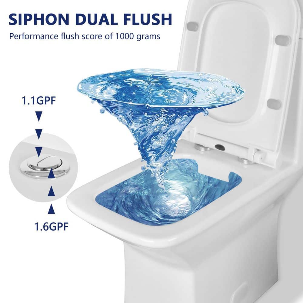 Ace White Ceramic Dual-Flush Elongated One-Piece Toilet