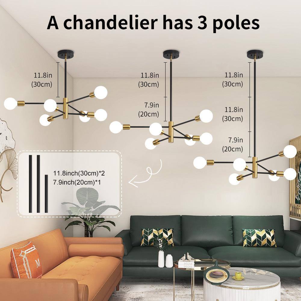 Black and Gold 6-Light Metal Sputnik Chandelier