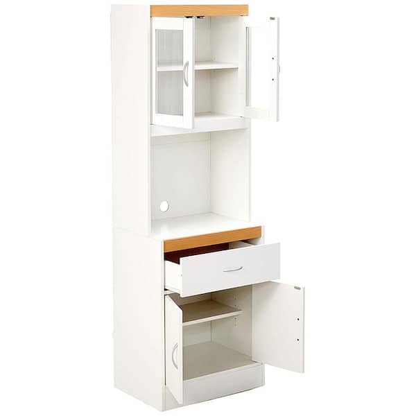 HODEDAH China Cabinet White with Microwave Shelf HIK96 WHITE - The