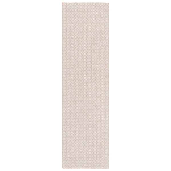 SAFAVIEH Terrace Beige/Ivory 2 ft. x 8 ft. Geometric Diamond Indoor/Outdoor Runner Rug