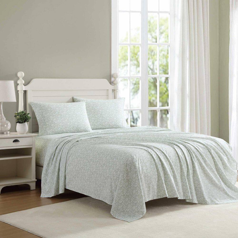 Heirloom Ditzy Green Floral Cotton Twin Sheet Set