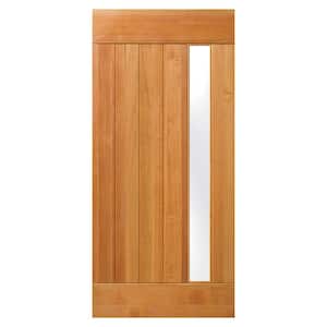 36 in. x 80 in. Universal/Reversible 1-Lite Frosted Satin Etch Glass Unfinished Fir Wood Front Door Slab