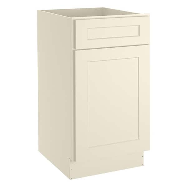 HOMEIBRO Newport Antique White Plywood Shaker Style 1-Door 1-Drawer Base Kitchen Cabinet (18 in.W x 24 in.D x 34.5 in.H）