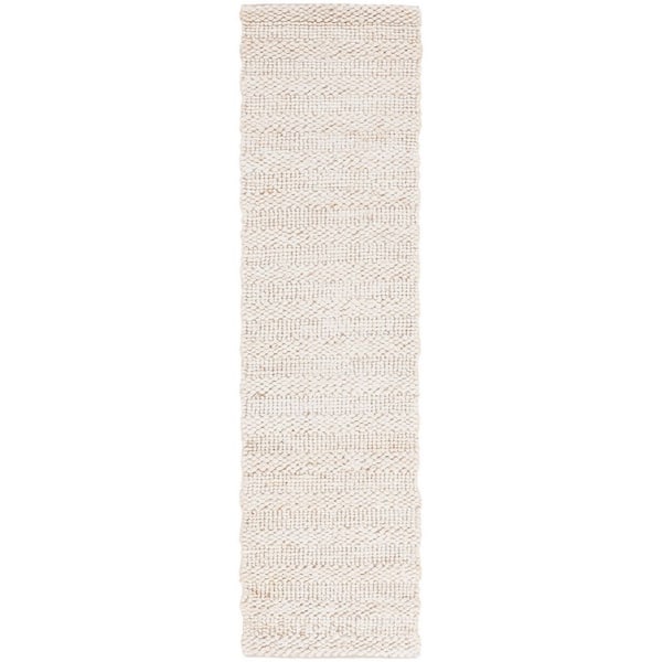 Natural Fiber 2 ft. x 9 ft. Bleach Woven Striped Runner Rug
