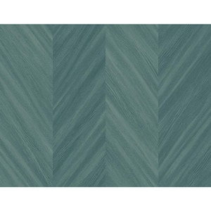 60.75 sq. ft. Wintergreen Chevron Wood Embossed Vinyl Unpasted Wallpaper Roll