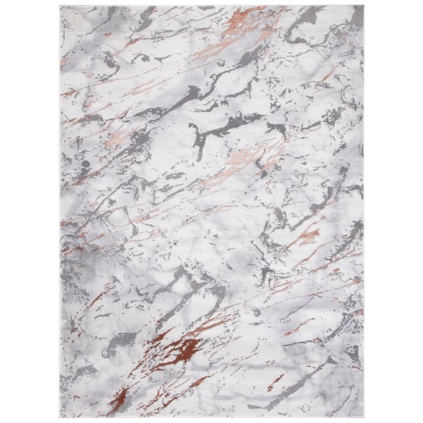 SAFAVIEH Craft Gray/Brown Doormat 3 ft. x 5 ft. Abstract Marble Area Rug