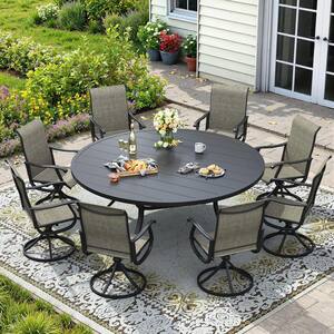 vicllax 9 Pieces Metal Outdoor Patio Dining Set with 60 in. Black