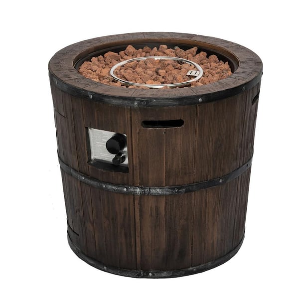 Tidoin 26.8 in. Brown Round Outdoor Concrete Propane Fire Pit Table
