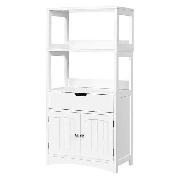 24 in. W x 13 in. D x 48 in. H Double Door Bathroom Linen Cabinet Floor Storage Cabinet in White