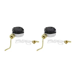 Polished Brass 3 Speed Ceiling Fan Motor Switch with Pull Chain (2-Pack)