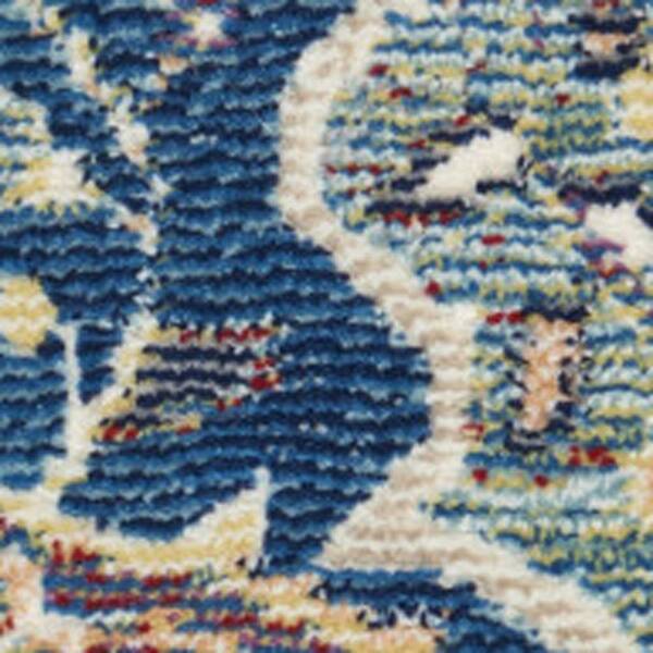 4' X 6' Ivory Navy Blue and Yellow Floral Distressed Non Skid Area Rug