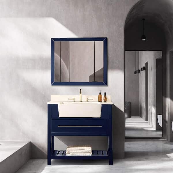 Modland Wilton 36 in. W x 22 in. D x 36 in. H Wood Bathroom Vanity Set in Nayy Blue with Cultured Top with Undermount Sink