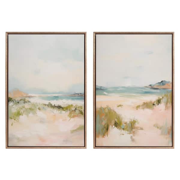 Sylvie Abstract Nature Landscape Framed Canvas Wall Art Set 2-Piece Gold 23.00 in. x 33.00 in.