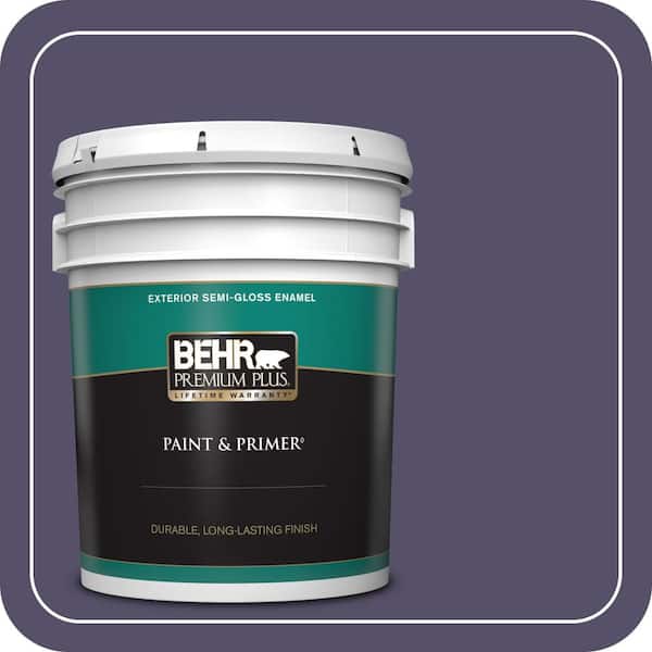 BEHR PREMIUM PLUS 5 gal. #650F-7 Violet Eclipse Semi-Gloss Enamel Exterior Paint & Primer