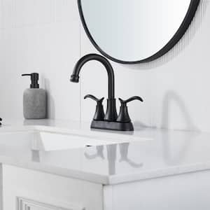 4 in. Centerset 2-Handle Bathroom Sink Faucet with Pop-Up Drain in Matte Black