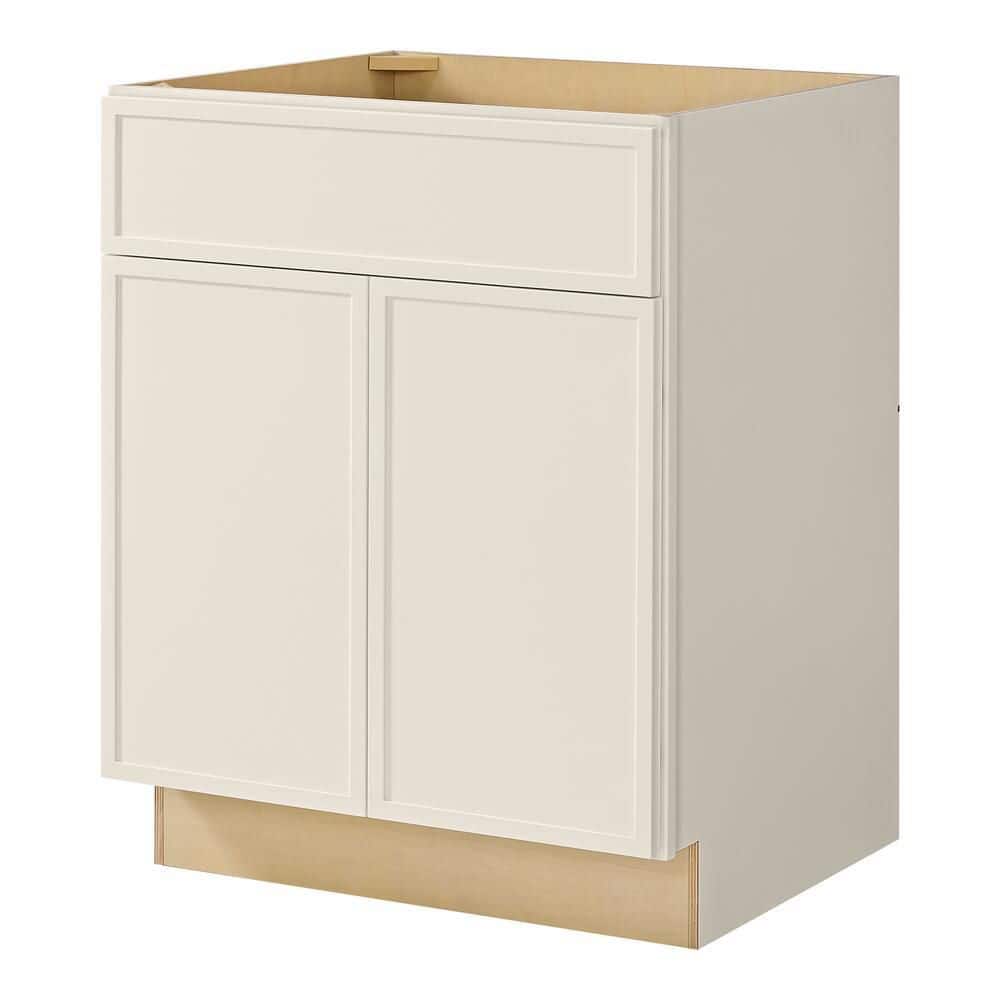 Leyton 27 in. W x 24 in. D x 34.5 in. H Ready to Assemble Plywood Slim Shaker Base Kitchen Cabinet in Antique White price history on PriceWatchPro