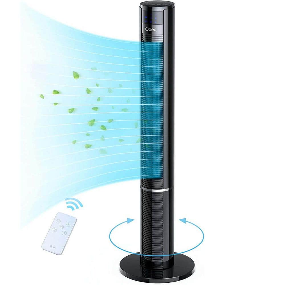 43 in. 3-Speed Tower Fan in Black, Oscillating with Remote Control,3 Modes,