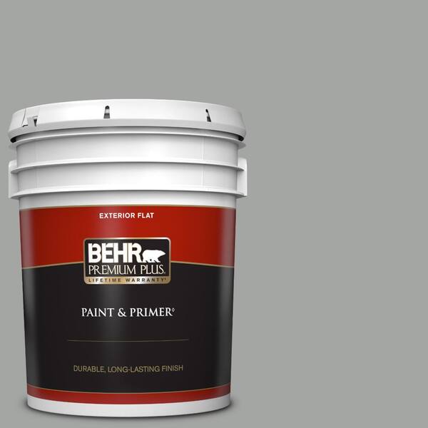 BEHR PREMIUM PLUS 5 gal. #PPU25-04 Sharkskin Suit Flat Exterior Paint & Primer