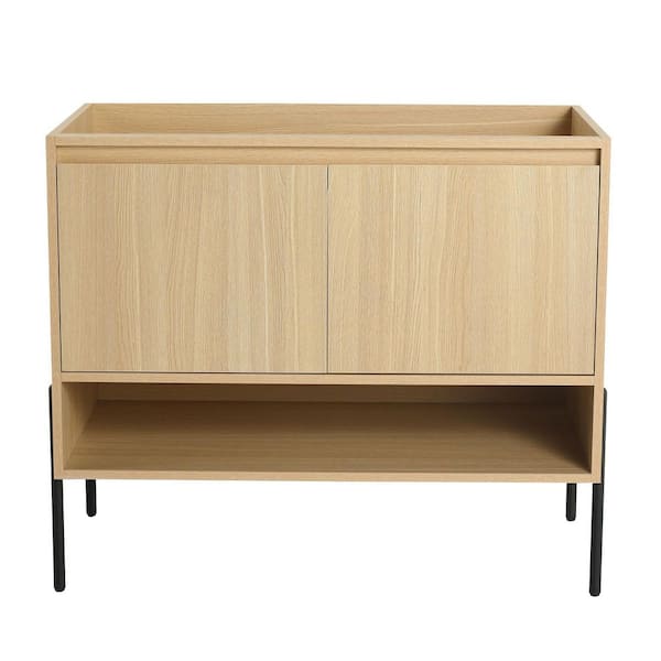 35 in. Freestanding Bath Vanity Cabinet without Top in Oak Unassembled