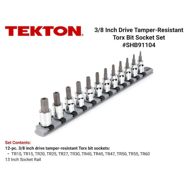 TEKTON 3/8 in. Drive Tamper-Resistant Torx Bit Socket Set (12