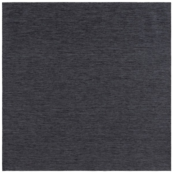 Beach House Black 7 ft. x 7 ft. Solid Marle Indoor/Outdoor Square Area Rug