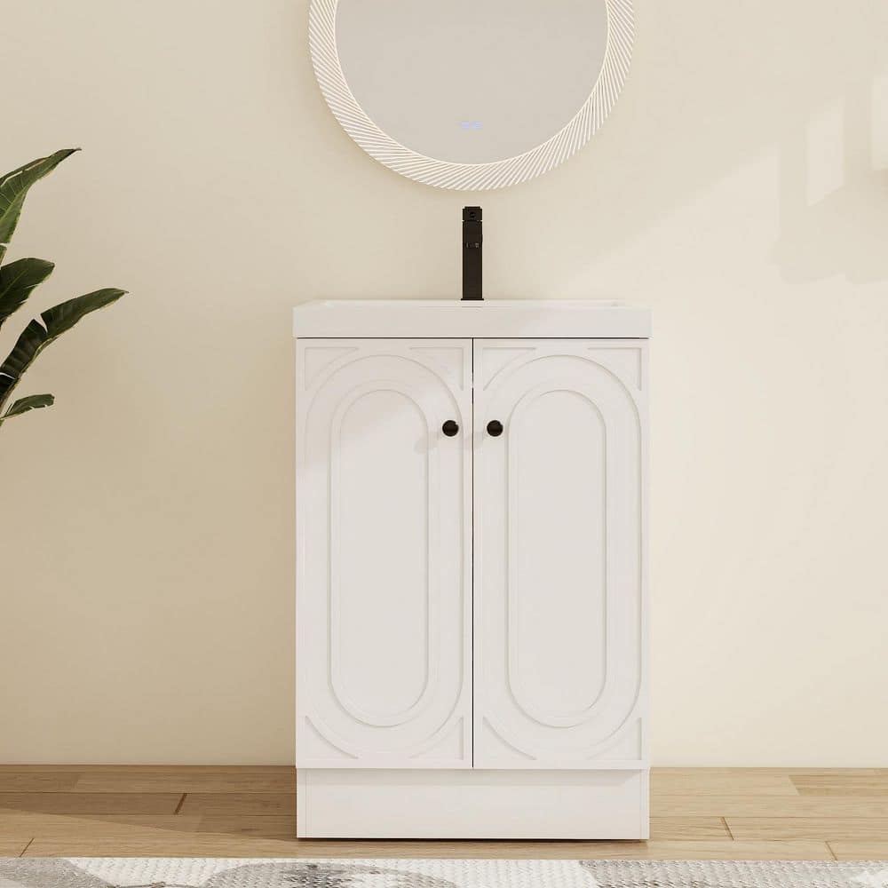 23.6 in. W x 19.7 in. D x 35.4 in. H Freestanding Bath Vanity in White with