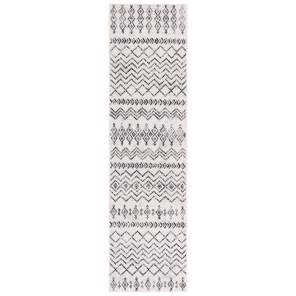 Temple 2 ft. x 8 ft. Ivory/Gray Black Tribal TPL105A Runner Rug
