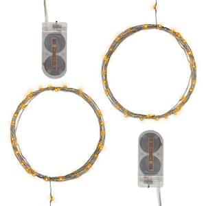 40-Light Mini Battery Operated Waterproof String Lights in Amber (2-Count)