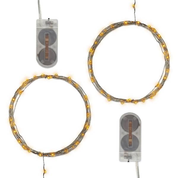 LUMABASE 40-Light Mini Battery Operated Waterproof String Lights in Amber (2-Count)