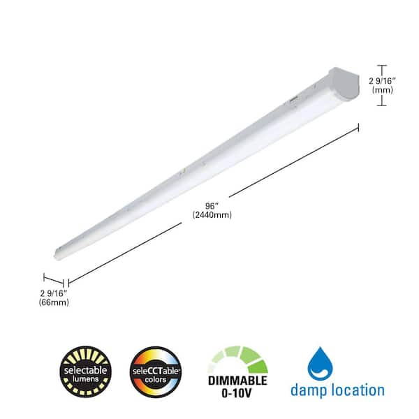 SLSTP 8 ft. Adjustable CCT and Lumen LED Striplight 8/11000L 35/4/5K UNV DIM