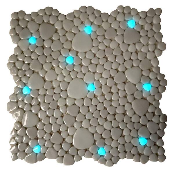 Apollo Tile Alabaster Gray; White 12-in x 12-in Glossy Recycled Glass Mixed Pattern Patterned Floor and Wall Tile (9.75-sq. ft/ Carton)