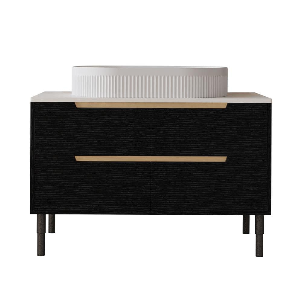 36 in. W Freestanding/Wall-Mounted Bath Vanity in Black with White Wood Top price history on PriceWatchPro