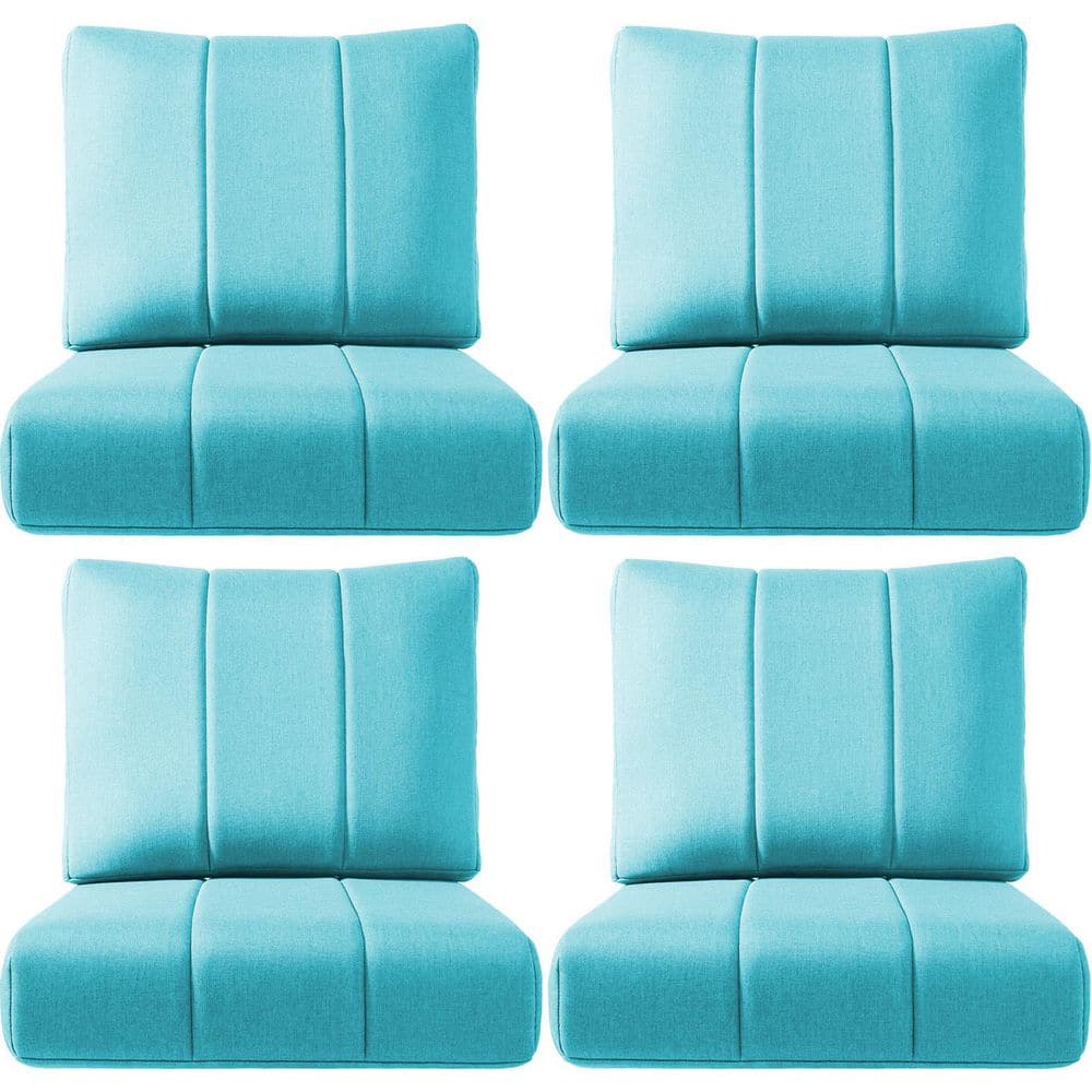 Ivora 24 in. W x 24 in. D x 6 in. T 8-Piece Water Resistant Outdoor Lounge Chair Replacement Cushion Set in Light Blue price history on PriceWatchPro