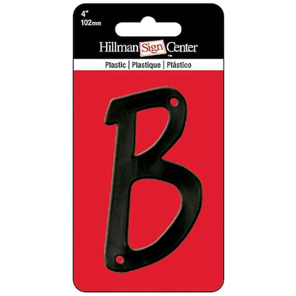 Hillman 4 in. Black Plastic Letter B