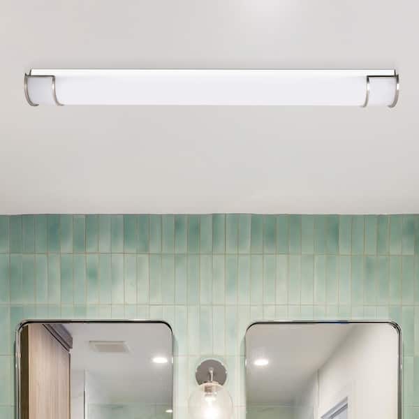 Cloud 48 in. Integrated LED Brushed Nickel Contemporary Vanity Light with Acrylic Shade