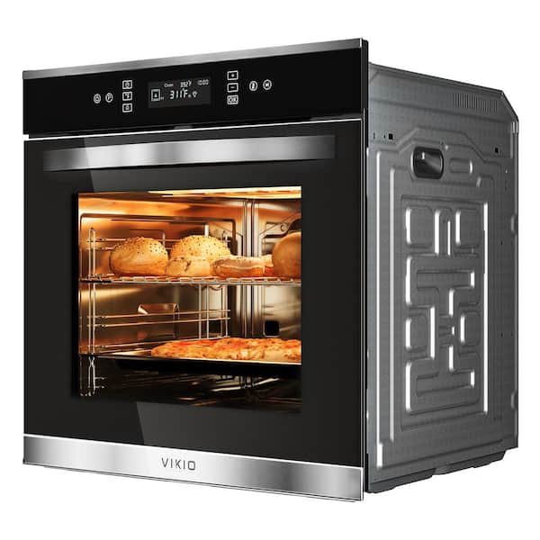 24 in. 2.83 cu. ft. single Electric Wall Oven with Convection and Manual Clean in Stainless Steel, Tempered Glass Door