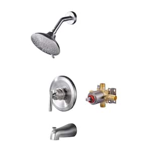 Single Handle 5-Spray Shower Faucet 1.8 GPM with Tub Spout in. Brushed Nickel Valve Included