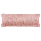 Soleil Shag Solid Blush Lumbar Outdoor Throw Pillow