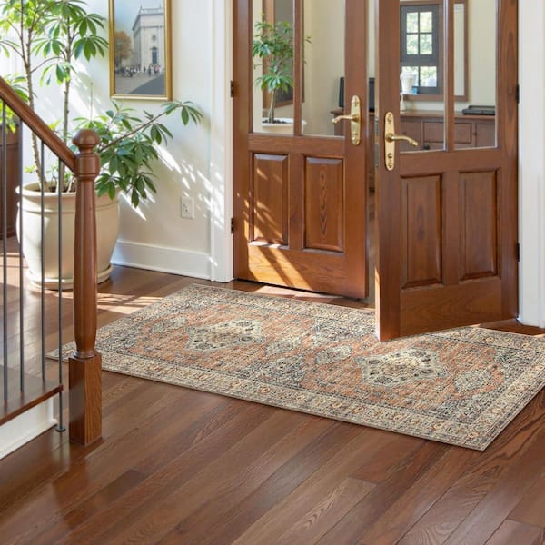Multi-Colored 2 ft. x 5 ft. Oriental Rubber Washable Rug Runners for Hallways