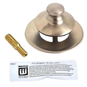 Universal NuFit Push Pull Bathtub Stopper, Silicone, 3/8 in. to 5/16 in. Combo Pin and Non-Grid Strainer, Brushed Nickel