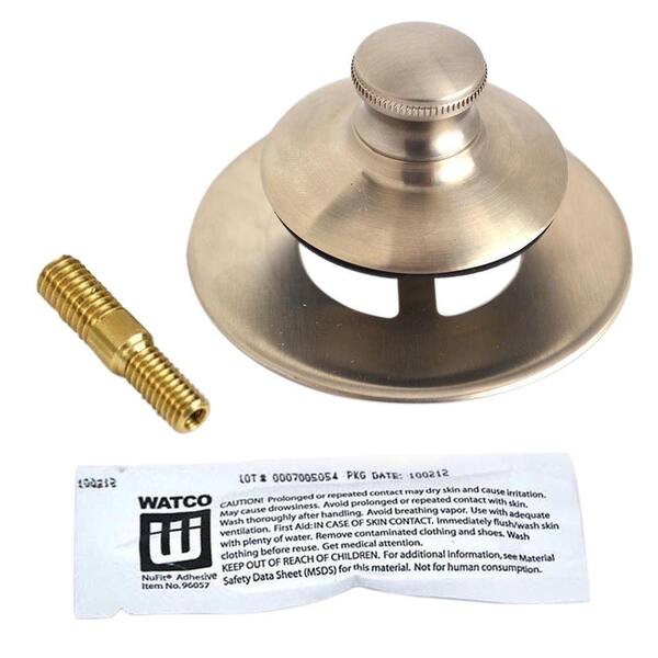 Watco Universal NuFit Push Pull Bathtub Stopper, Silicone, 3/8 in. to 5/16 in. Combo Pin and Non-Grid Strainer, Brushed Nickel