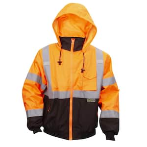 Type R Class 3 2X-Large Orange 2-in-1 Bomber Jacket with Zip-Out Fleece Lining and Detachable Hood