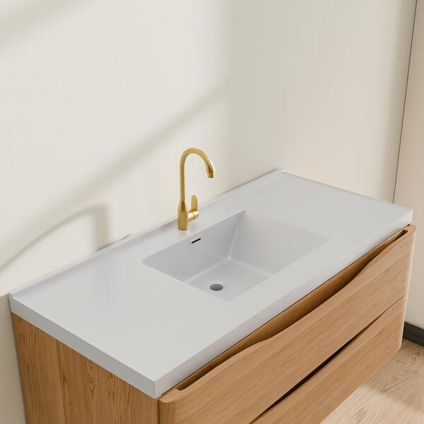 Modland Baily 48 in. W x 22 in. D Solid Surface White Rectangular